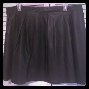Black vegan leather circle skirt